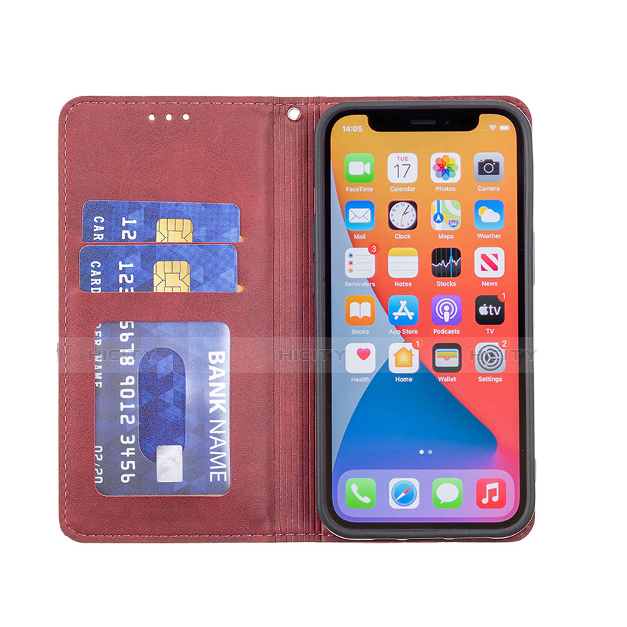 Custodia Portafoglio In Pelle Fantasia Modello Cover con Supporto L04 per Apple iPhone 13 Pro Rosso