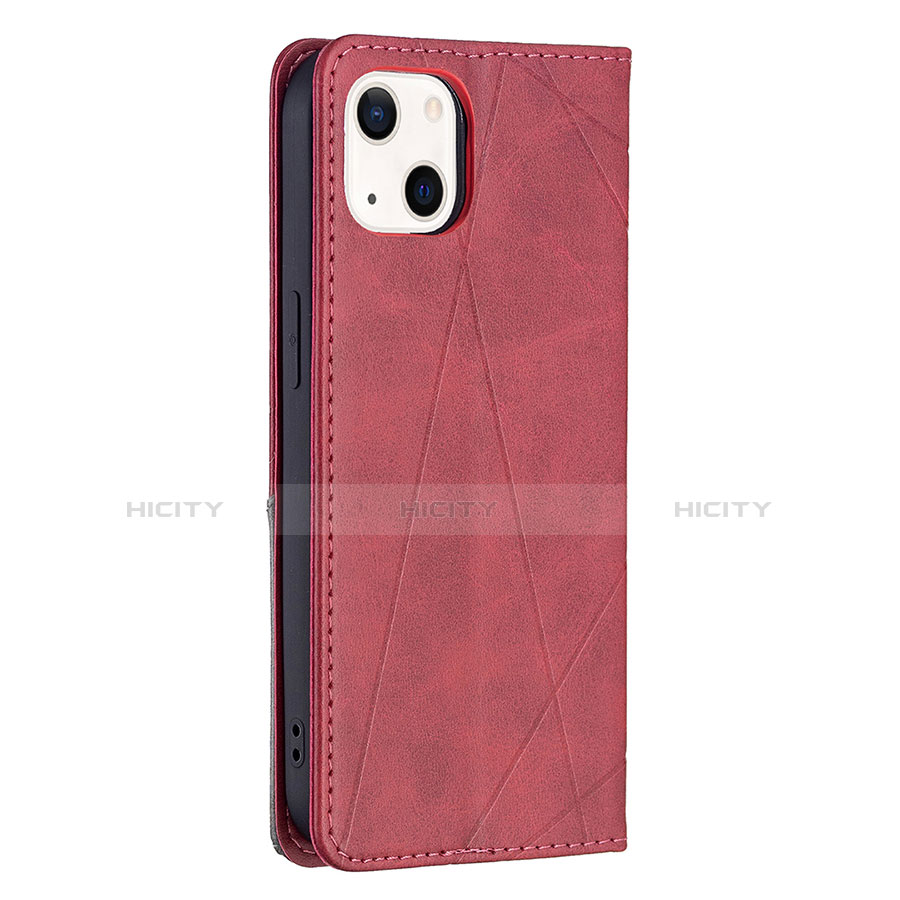 Custodia Portafoglio In Pelle Fantasia Modello Cover con Supporto L04 per Apple iPhone 13 Rosso