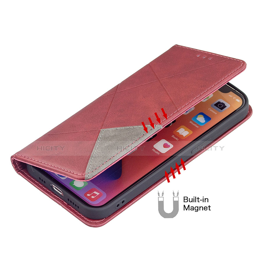 Custodia Portafoglio In Pelle Fantasia Modello Cover con Supporto L04 per Apple iPhone 13 Rosso