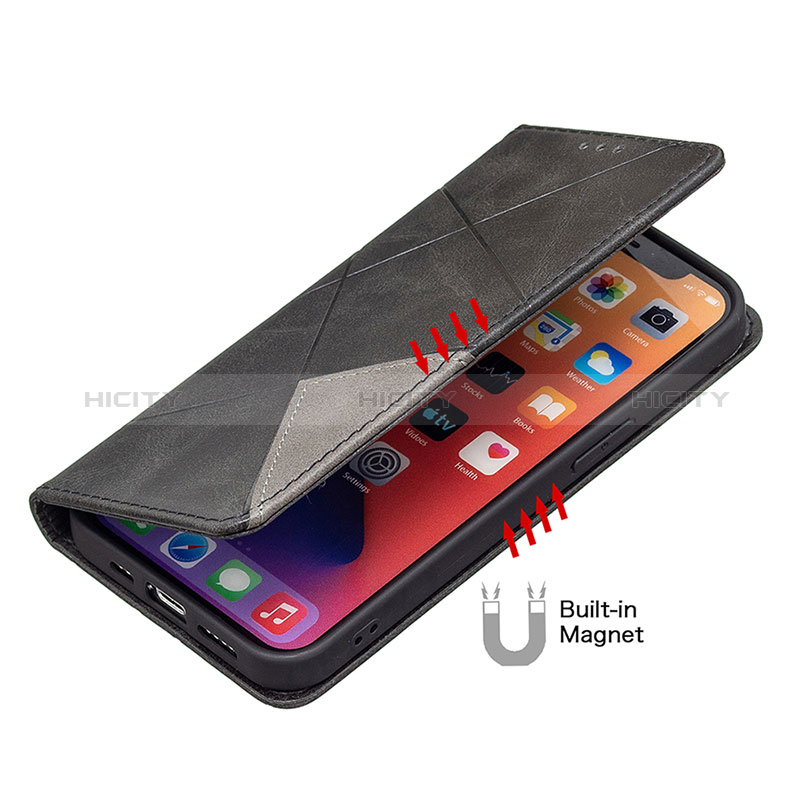 Custodia Portafoglio In Pelle Fantasia Modello Cover con Supporto L04 per Apple iPhone 14 Pro Nero