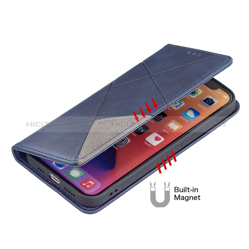 Custodia Portafoglio In Pelle Fantasia Modello Cover con Supporto L04 per Apple iPhone 15 Blu