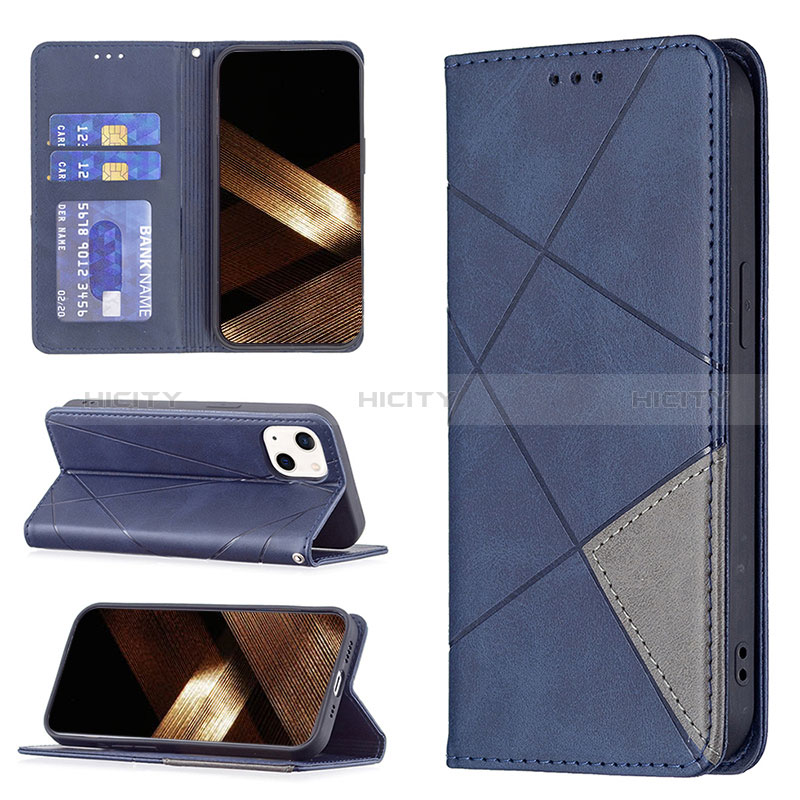 Custodia Portafoglio In Pelle Fantasia Modello Cover con Supporto L04 per Apple iPhone 15 Plus Blu