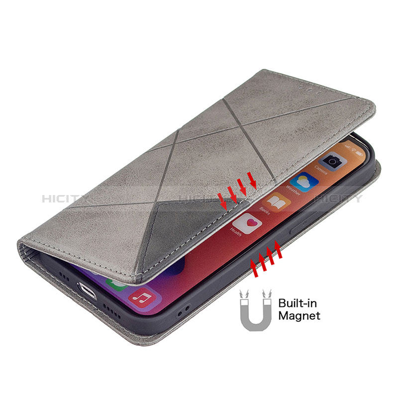 Custodia Portafoglio In Pelle Fantasia Modello Cover con Supporto L04 per Apple iPhone 15 Plus Grigio