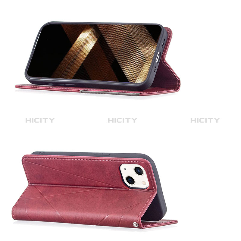 Custodia Portafoglio In Pelle Fantasia Modello Cover con Supporto L04 per Apple iPhone 15 Plus Rosso