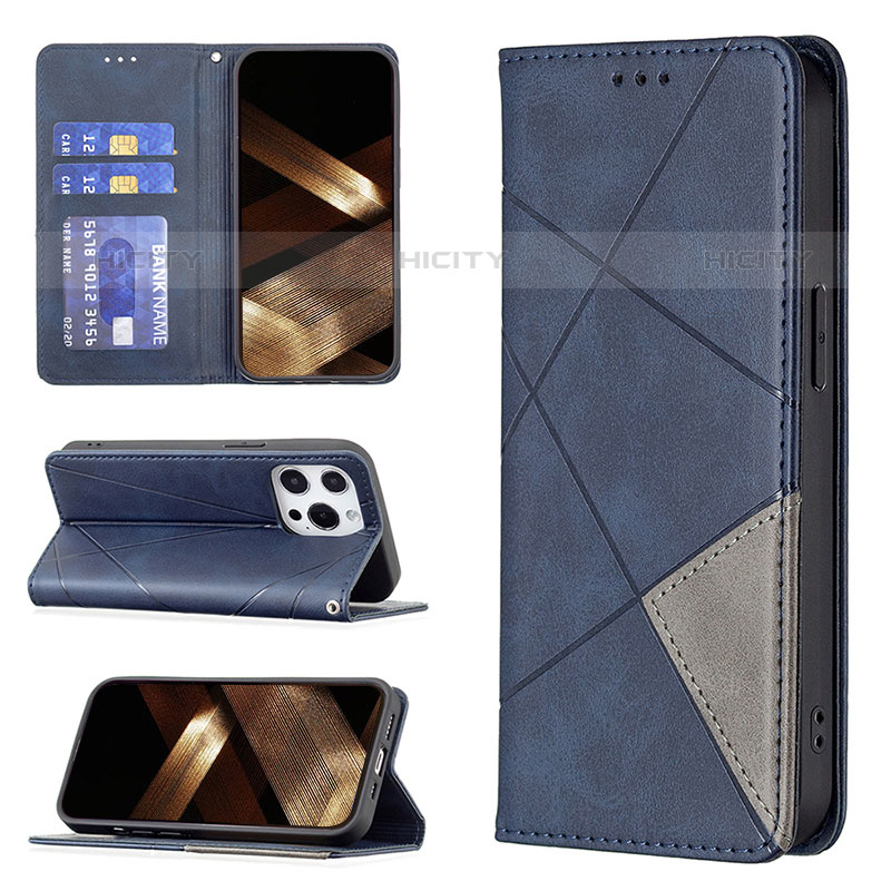 Custodia Portafoglio In Pelle Fantasia Modello Cover con Supporto L04 per Apple iPhone 15 Pro Blu