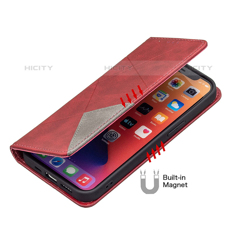 Custodia Portafoglio In Pelle Fantasia Modello Cover con Supporto L04 per Apple iPhone 15 Pro Max Rosso