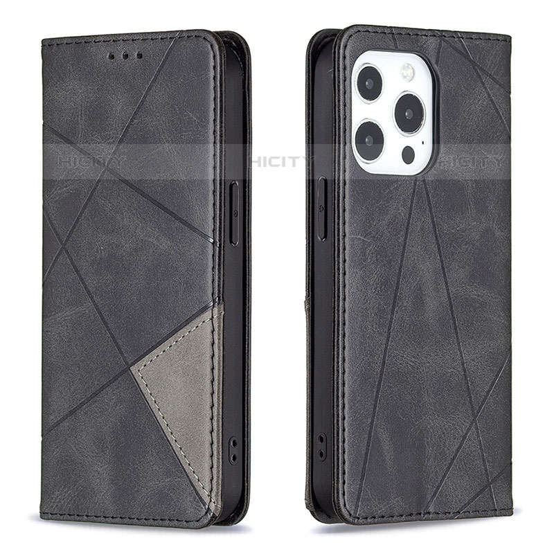 Custodia Portafoglio In Pelle Fantasia Modello Cover con Supporto L04 per Apple iPhone 15 Pro Nero