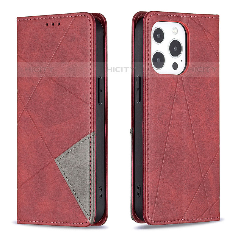 Custodia Portafoglio In Pelle Fantasia Modello Cover con Supporto L04 per Apple iPhone 15 Pro Rosso