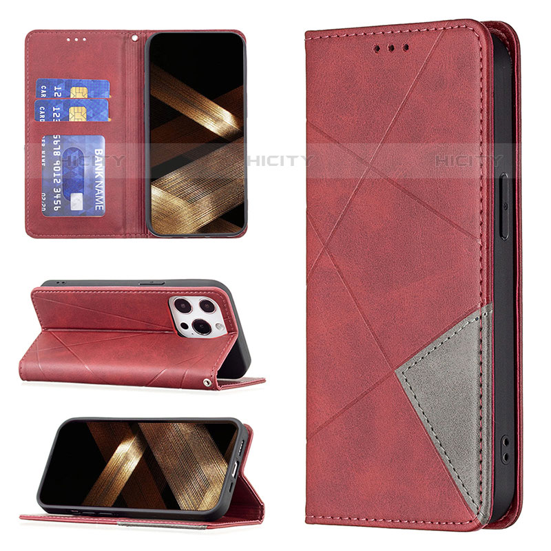 Custodia Portafoglio In Pelle Fantasia Modello Cover con Supporto L04 per Apple iPhone 15 Pro Rosso