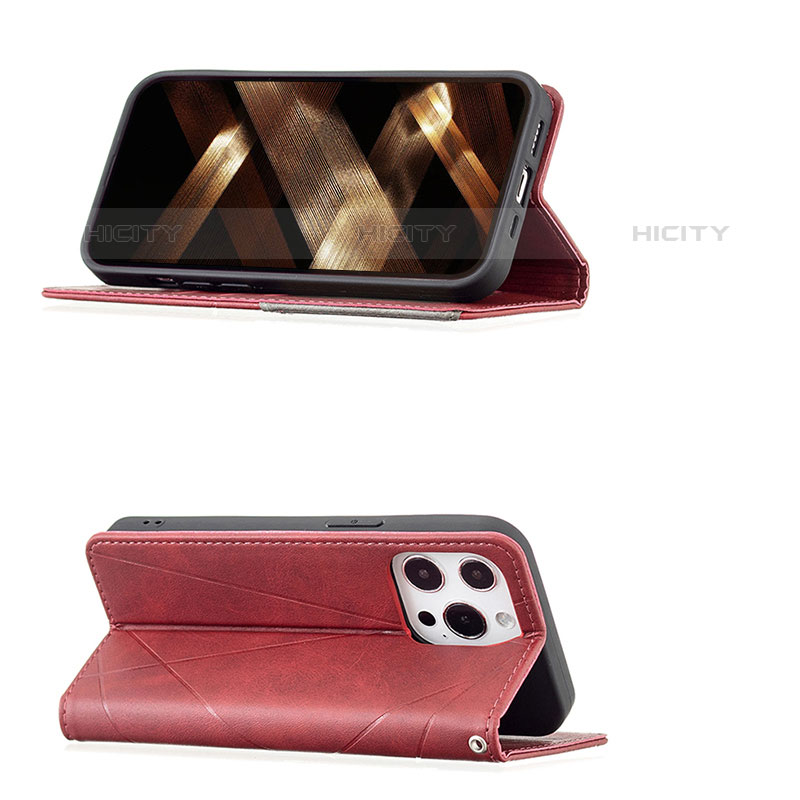 Custodia Portafoglio In Pelle Fantasia Modello Cover con Supporto L04 per Apple iPhone 15 Pro Rosso