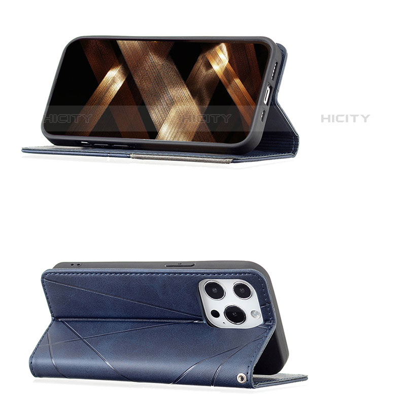 Custodia Portafoglio In Pelle Fantasia Modello Cover con Supporto L04 per Apple iPhone 16 Pro Max Blu