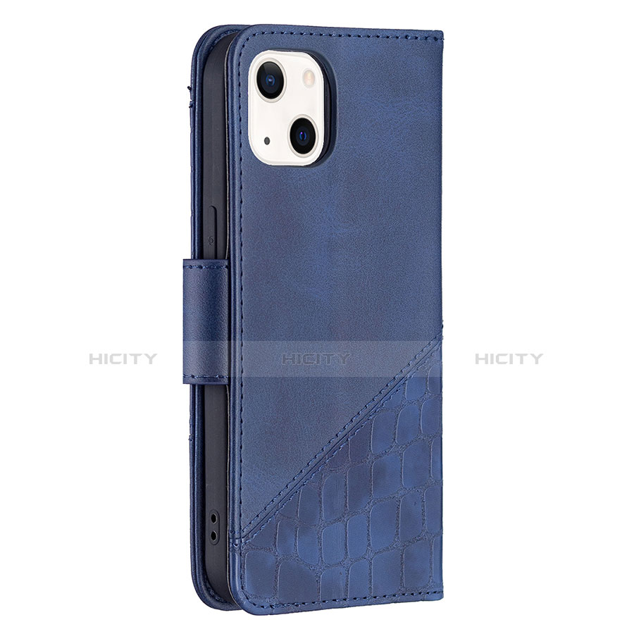 Custodia Portafoglio In Pelle Fantasia Modello Cover con Supporto L05 per Apple iPhone 13 Blu