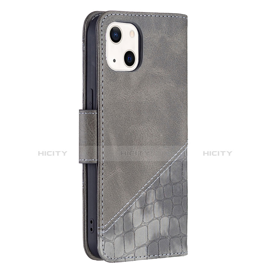 Custodia Portafoglio In Pelle Fantasia Modello Cover con Supporto L05 per Apple iPhone 13 Grigio