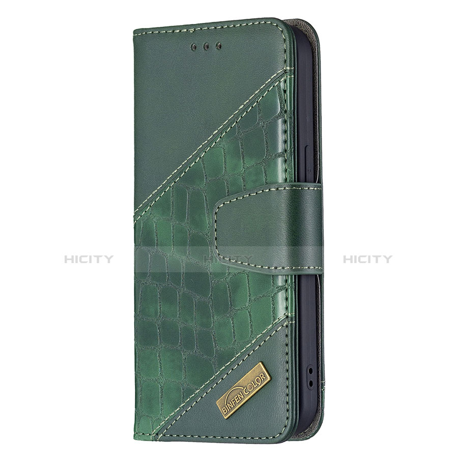 Custodia Portafoglio In Pelle Fantasia Modello Cover con Supporto L05 per Apple iPhone 13 Mini Verde