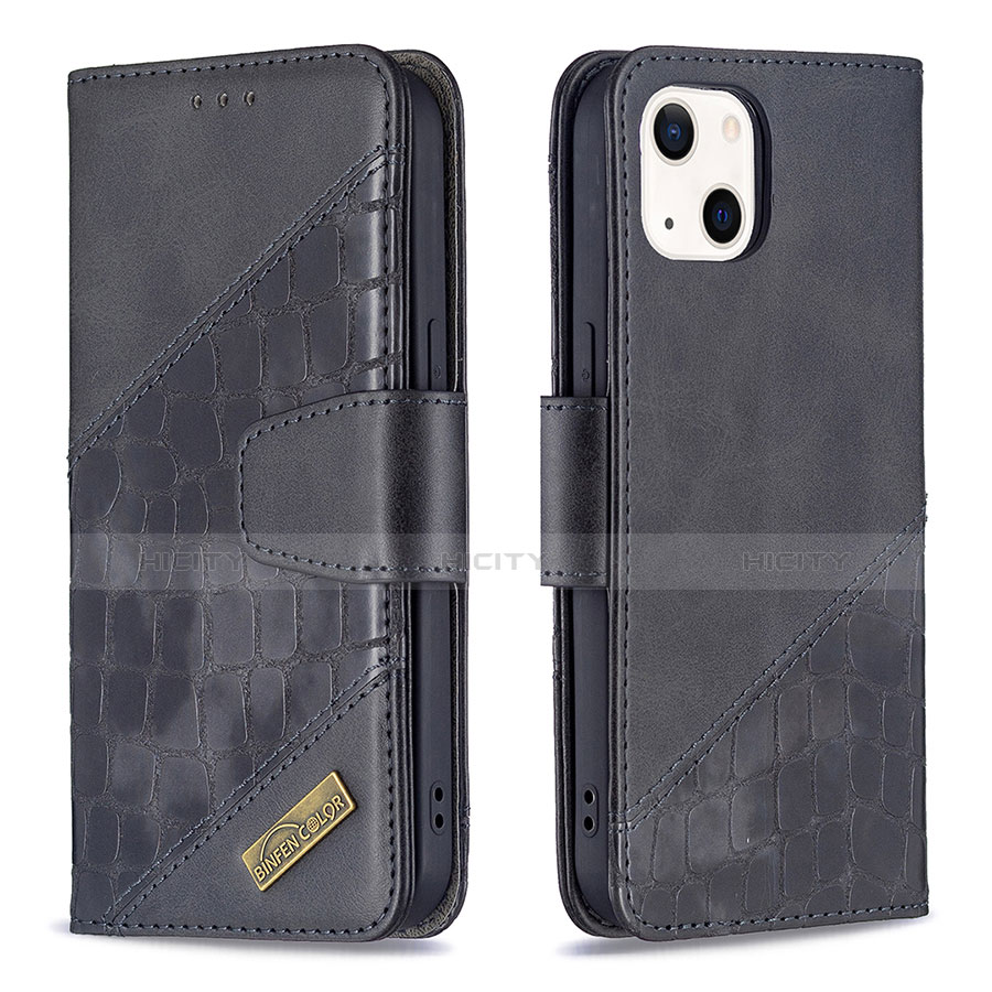 Custodia Portafoglio In Pelle Fantasia Modello Cover con Supporto L05 per Apple iPhone 13 Nero