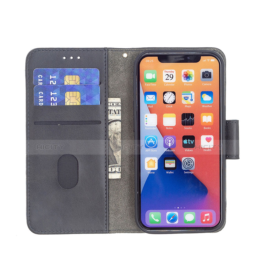 Custodia Portafoglio In Pelle Fantasia Modello Cover con Supporto L05 per Apple iPhone 13 Nero