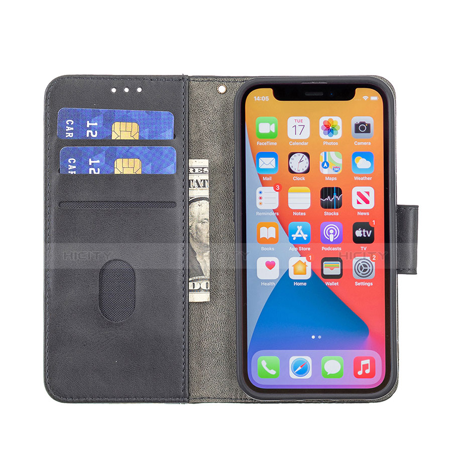 Custodia Portafoglio In Pelle Fantasia Modello Cover con Supporto L05 per Apple iPhone 13 Pro Nero