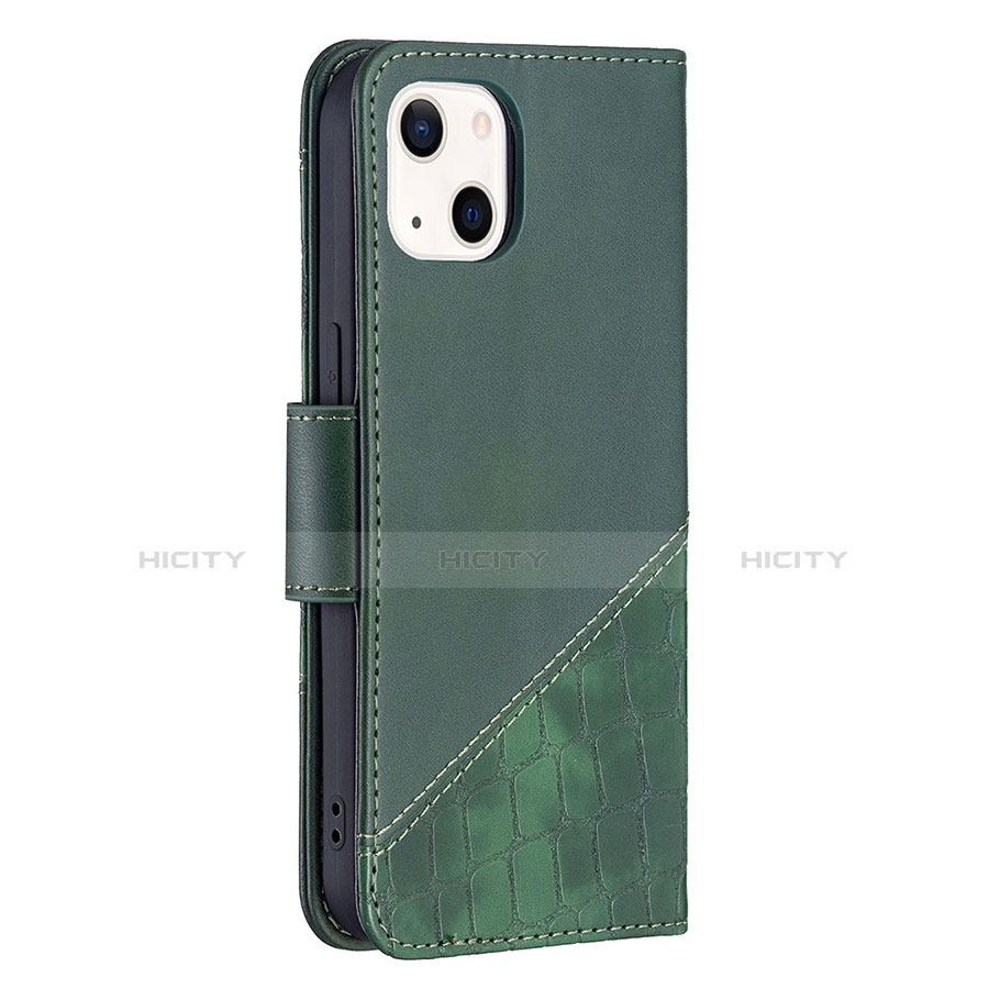 Custodia Portafoglio In Pelle Fantasia Modello Cover con Supporto L05 per Apple iPhone 13 Verde