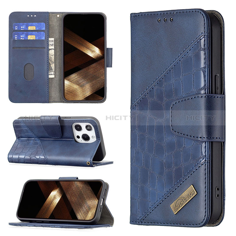 Custodia Portafoglio In Pelle Fantasia Modello Cover con Supporto L05 per Apple iPhone 14 Pro Max Blu