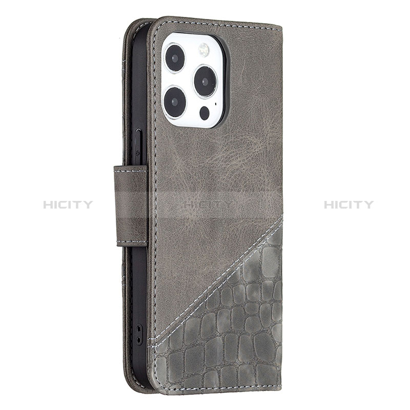 Custodia Portafoglio In Pelle Fantasia Modello Cover con Supporto L05 per Apple iPhone 14 Pro Max Grigio