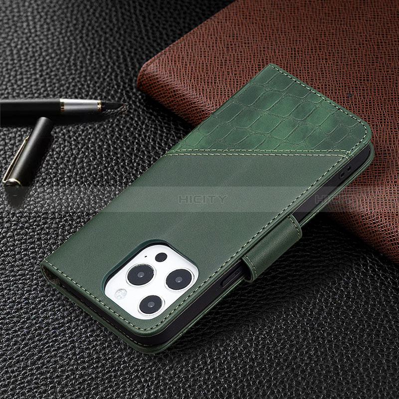 Custodia Portafoglio In Pelle Fantasia Modello Cover con Supporto L05 per Apple iPhone 14 Pro Max Verde