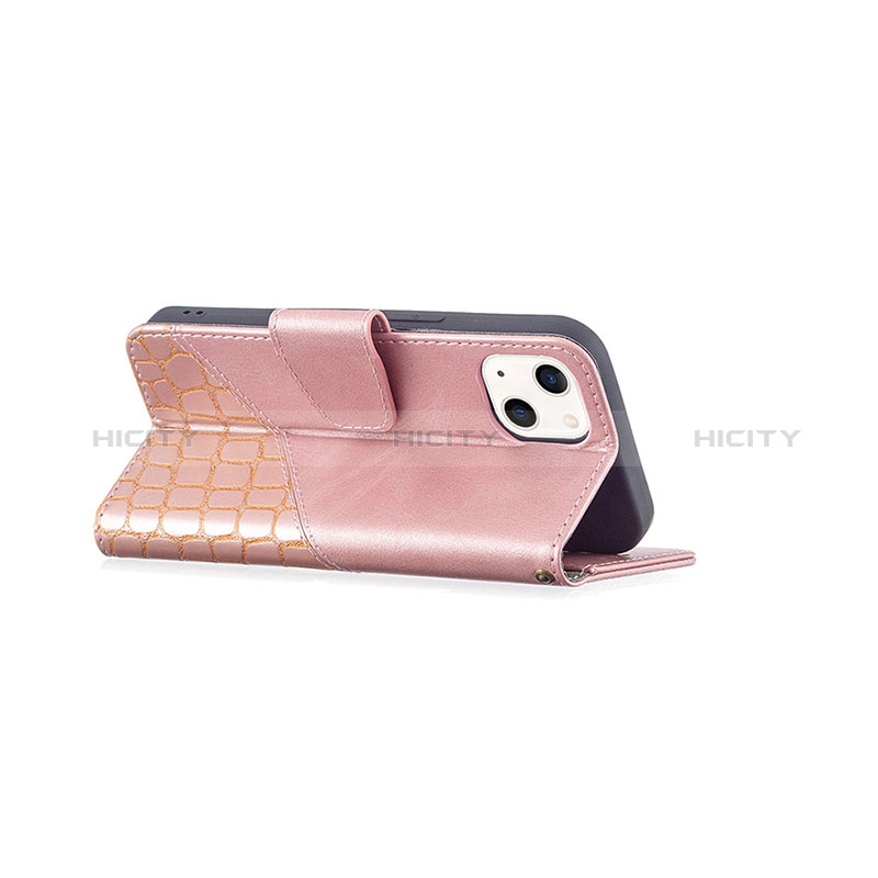 Custodia Portafoglio In Pelle Fantasia Modello Cover con Supporto L05 per Apple iPhone 15 Oro Rosa