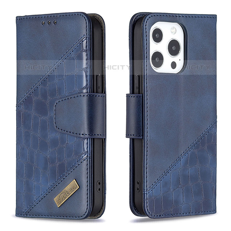 Custodia Portafoglio In Pelle Fantasia Modello Cover con Supporto L05 per Apple iPhone 15 Pro Blu