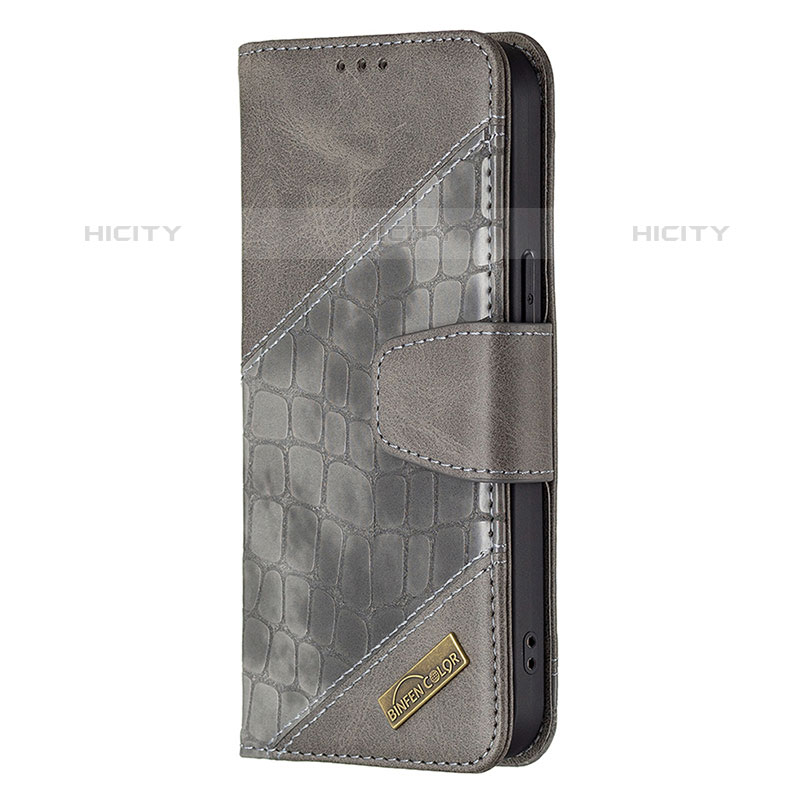 Custodia Portafoglio In Pelle Fantasia Modello Cover con Supporto L05 per Apple iPhone 15 Pro Grigio