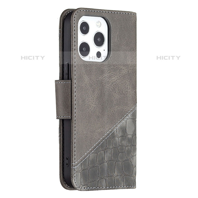 Custodia Portafoglio In Pelle Fantasia Modello Cover con Supporto L05 per Apple iPhone 15 Pro Grigio