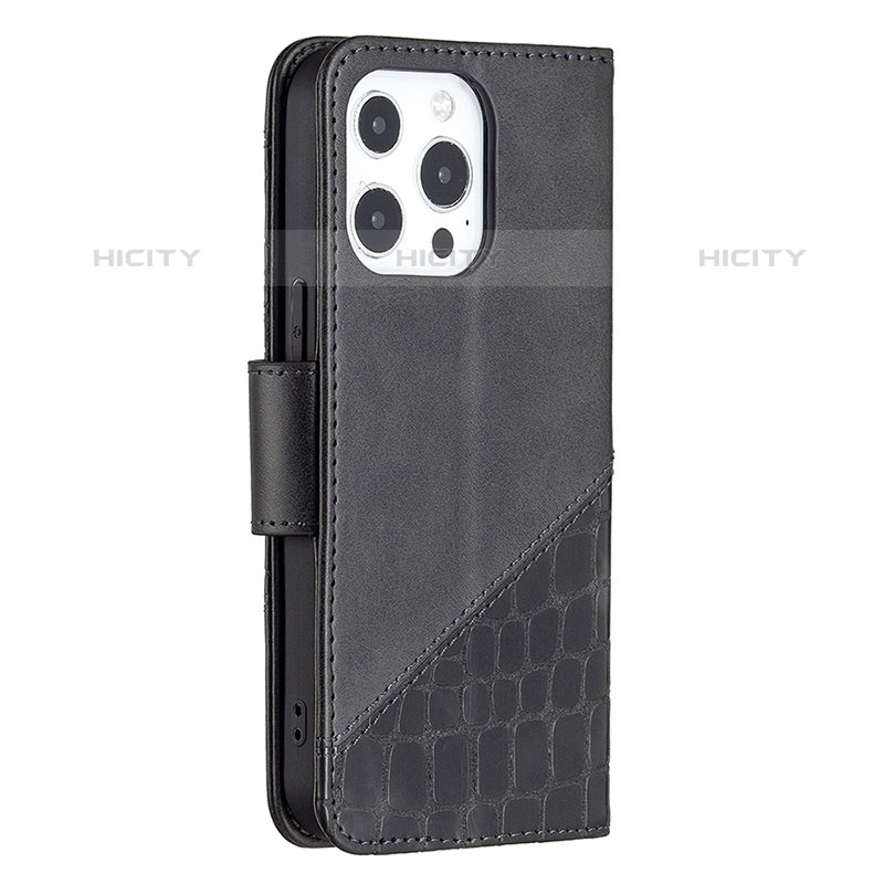 Custodia Portafoglio In Pelle Fantasia Modello Cover con Supporto L05 per Apple iPhone 15 Pro Max Nero