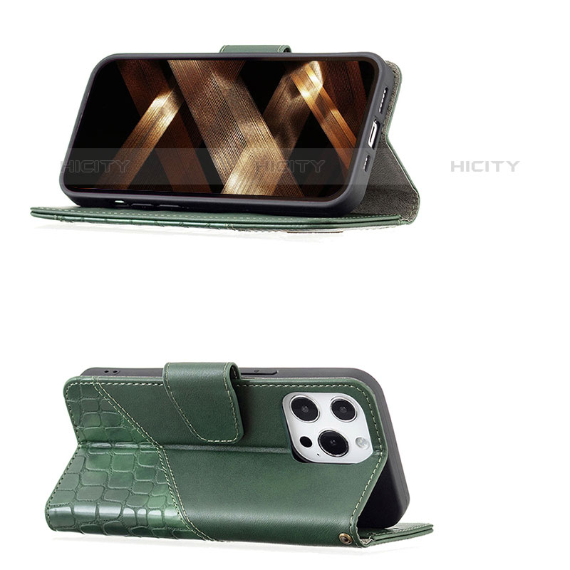 Custodia Portafoglio In Pelle Fantasia Modello Cover con Supporto L05 per Apple iPhone 15 Pro Max Verde