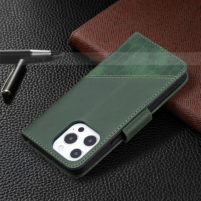 Custodia Portafoglio In Pelle Fantasia Modello Cover con Supporto L05 per Apple iPhone 15 Pro Verde