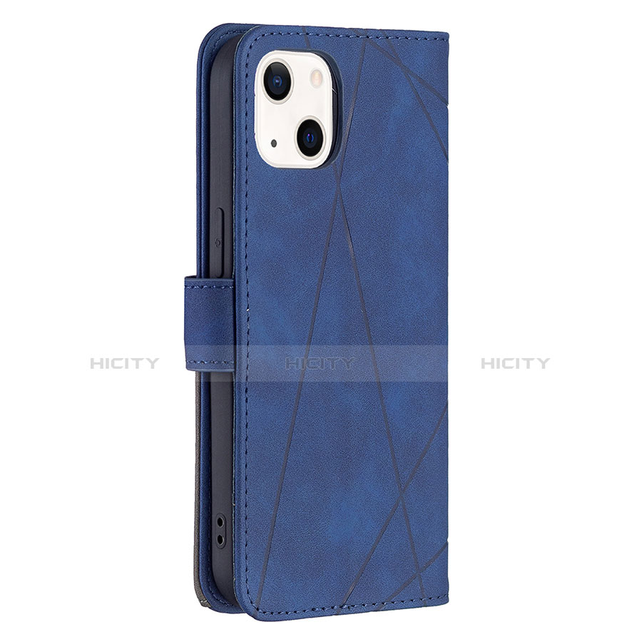 Custodia Portafoglio In Pelle Fantasia Modello Cover con Supporto L06 per Apple iPhone 13 Blu