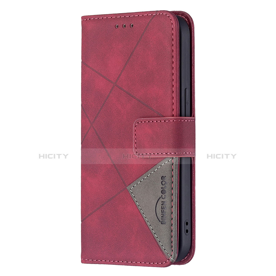 Custodia Portafoglio In Pelle Fantasia Modello Cover con Supporto L06 per Apple iPhone 13 Mini Rosso