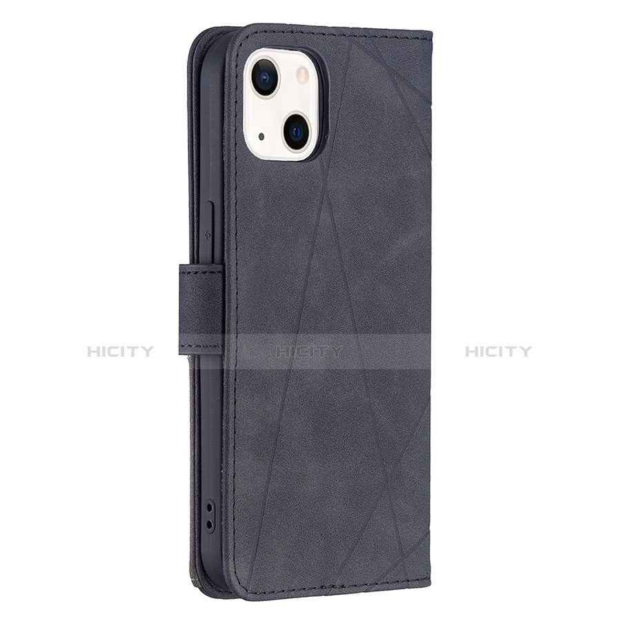 Custodia Portafoglio In Pelle Fantasia Modello Cover con Supporto L06 per Apple iPhone 13 Nero