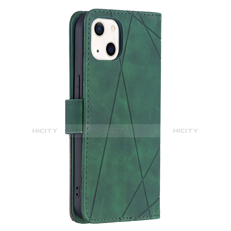 Custodia Portafoglio In Pelle Fantasia Modello Cover con Supporto L06 per Apple iPhone 13 Verde