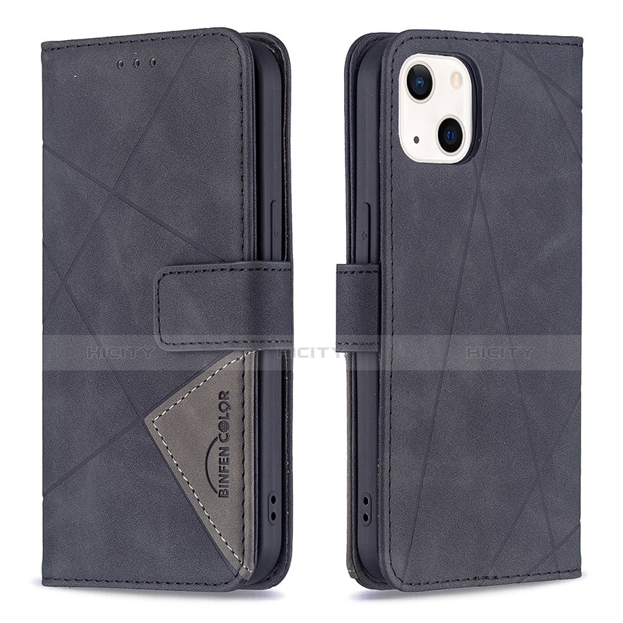 Custodia Portafoglio In Pelle Fantasia Modello Cover con Supporto L06 per Apple iPhone 14 Nero