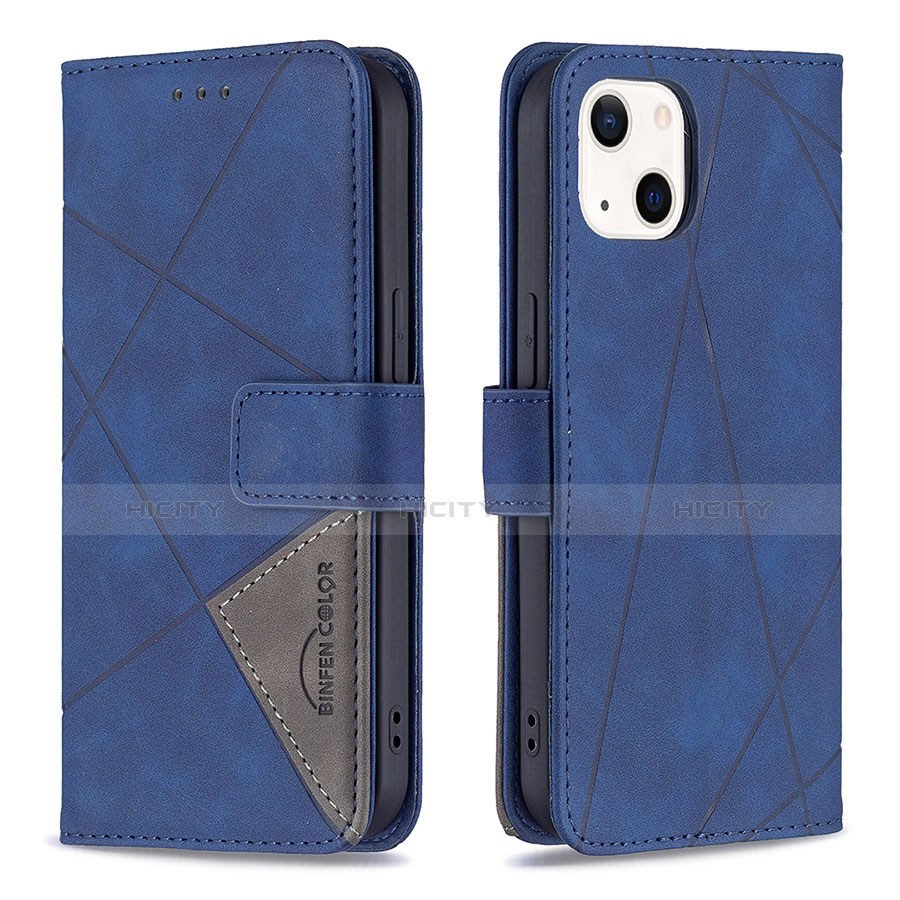 Custodia Portafoglio In Pelle Fantasia Modello Cover con Supporto L06 per Apple iPhone 14 Plus Blu