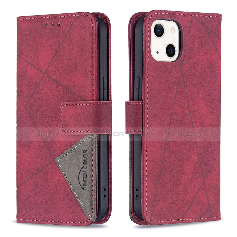 Custodia Portafoglio In Pelle Fantasia Modello Cover con Supporto L06 per Apple iPhone 14 Plus Rosso