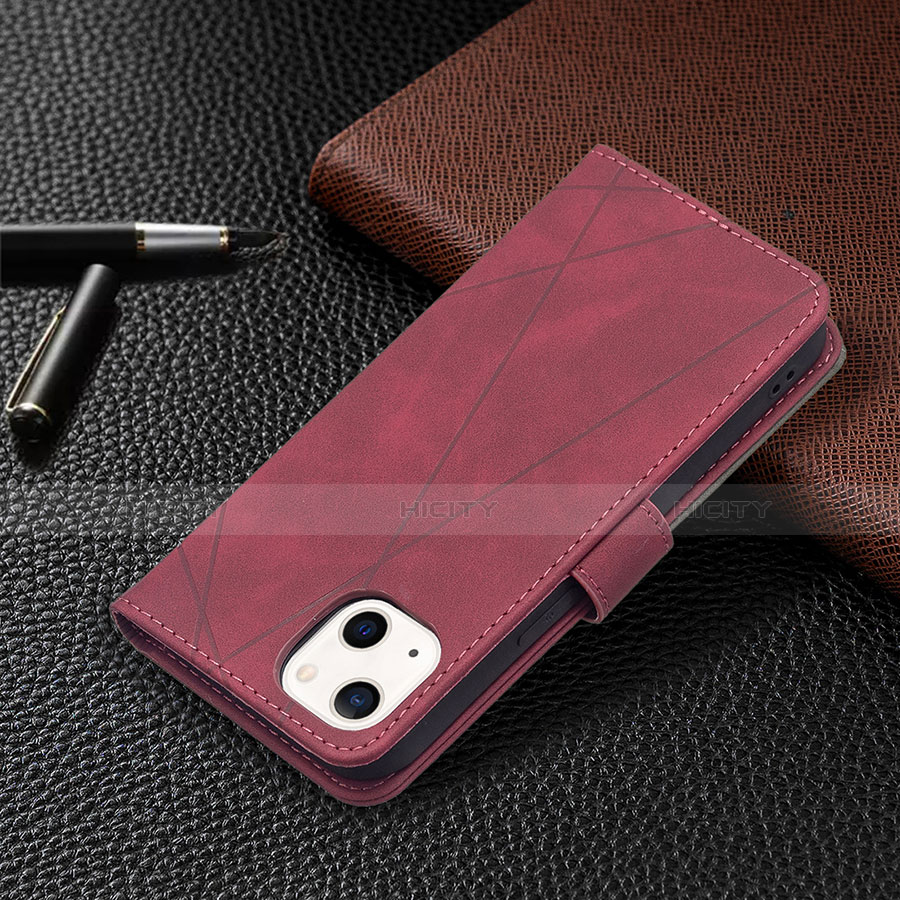 Custodia Portafoglio In Pelle Fantasia Modello Cover con Supporto L06 per Apple iPhone 14 Plus Rosso