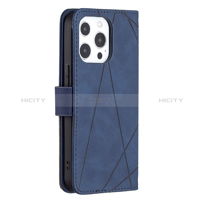 Custodia Portafoglio In Pelle Fantasia Modello Cover con Supporto L06 per Apple iPhone 14 Pro Blu