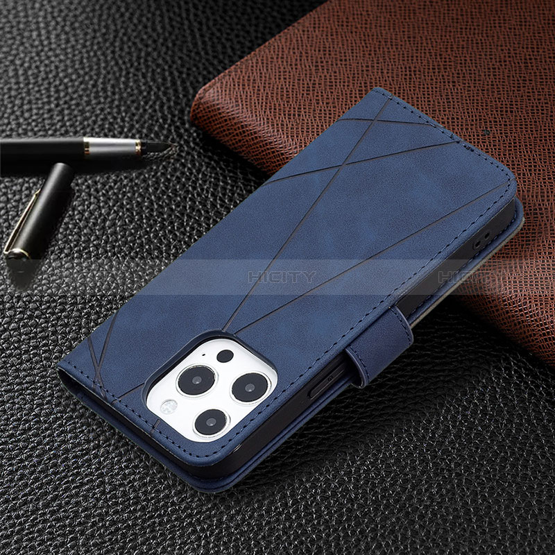 Custodia Portafoglio In Pelle Fantasia Modello Cover con Supporto L06 per Apple iPhone 14 Pro Blu