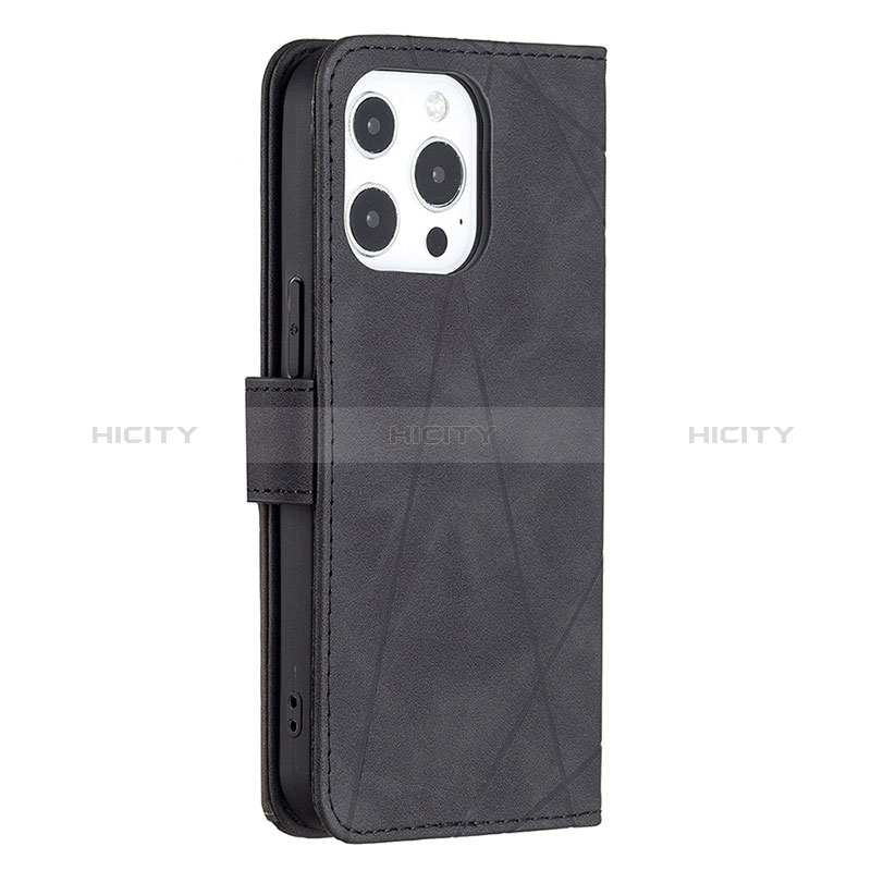 Custodia Portafoglio In Pelle Fantasia Modello Cover con Supporto L06 per Apple iPhone 14 Pro Max Nero