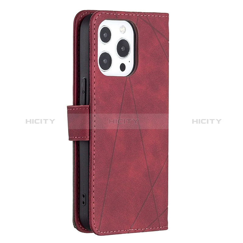 Custodia Portafoglio In Pelle Fantasia Modello Cover con Supporto L06 per Apple iPhone 14 Pro Rosso