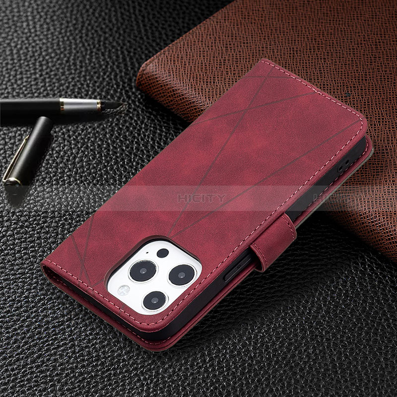 Custodia Portafoglio In Pelle Fantasia Modello Cover con Supporto L06 per Apple iPhone 14 Pro Rosso