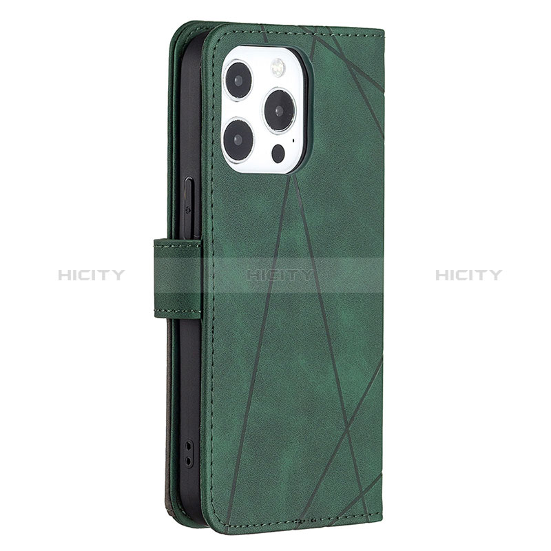 Custodia Portafoglio In Pelle Fantasia Modello Cover con Supporto L06 per Apple iPhone 14 Pro Verde