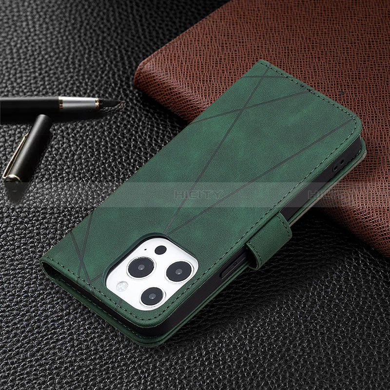 Custodia Portafoglio In Pelle Fantasia Modello Cover con Supporto L06 per Apple iPhone 14 Pro Verde