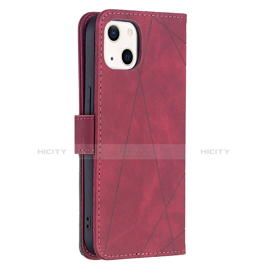 Custodia Portafoglio In Pelle Fantasia Modello Cover con Supporto L06 per Apple iPhone 14 Rosso