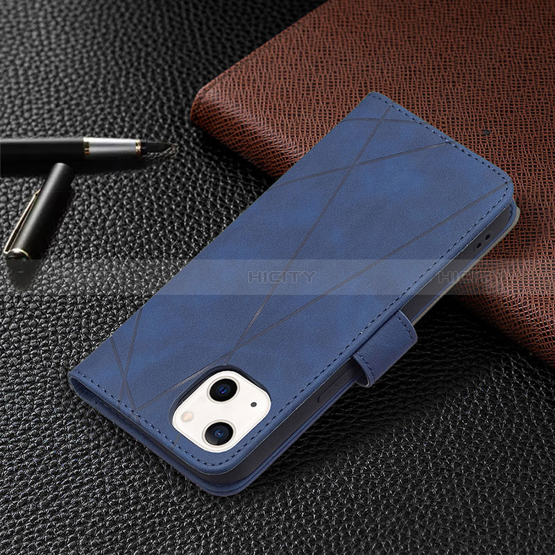 Custodia Portafoglio In Pelle Fantasia Modello Cover con Supporto L06 per Apple iPhone 15 Blu