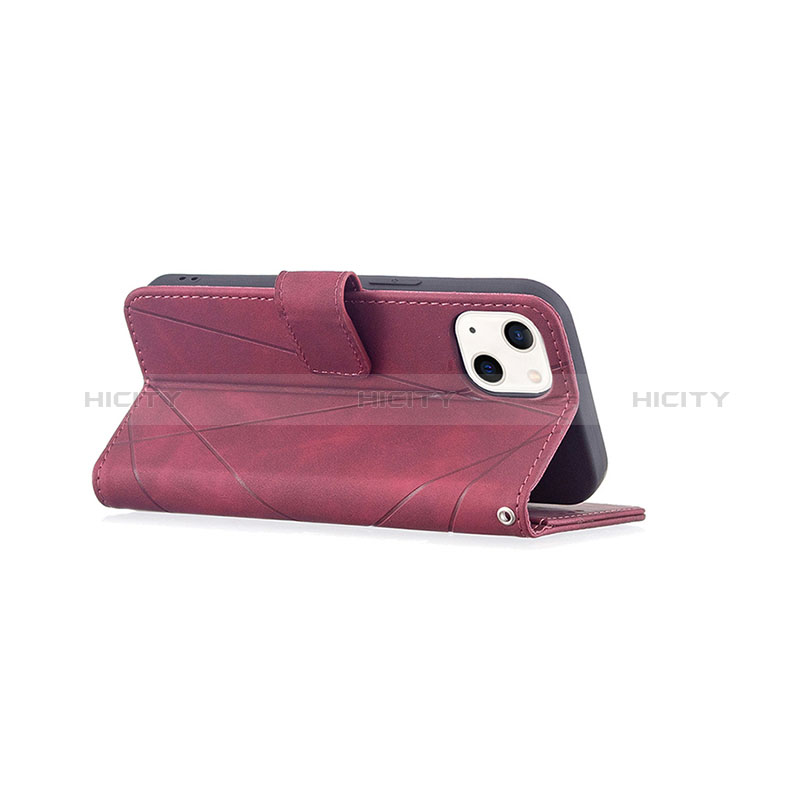 Custodia Portafoglio In Pelle Fantasia Modello Cover con Supporto L06 per Apple iPhone 15 Plus Rosso